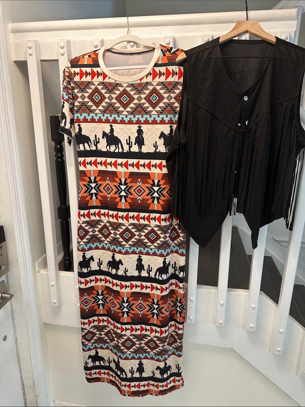 SHEIN Multi-Color Southwestern Print Maxi Dress